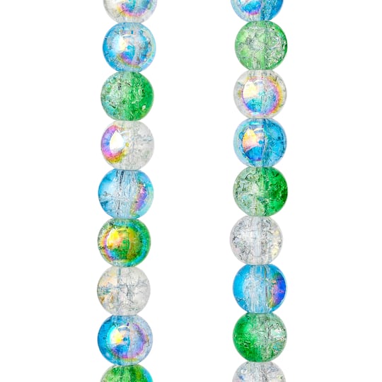 Blue & Green Crackled Glass Round Beads, 8mm by Bead Landing™